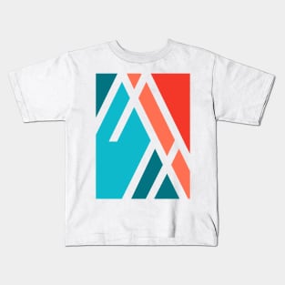 Modern geometric pattern blue orange Kids T-Shirt